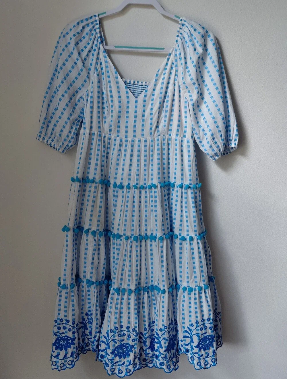 Lilly Pulitzer Sidney Midi Dress Gingham Stripe Jacquard Blue Flare - Picture 3 of 11
